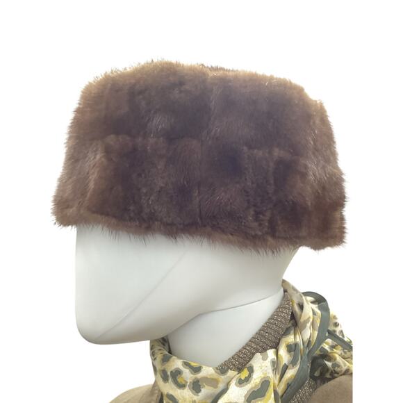Vintage Hat Women’s Size Small Genuine Mink Fur Dark Brown - Picture 6 of 6